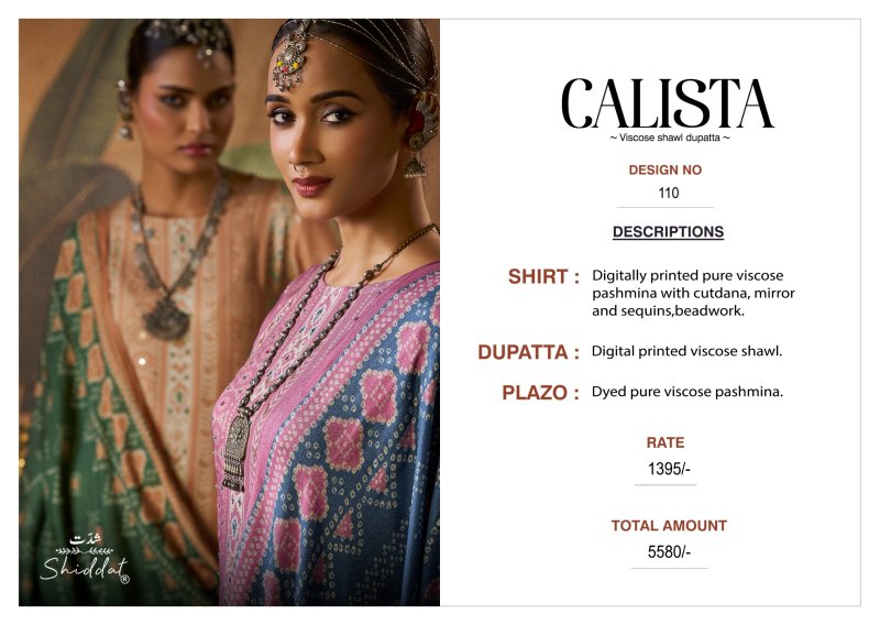 Calista 110 By Shiddat Viscose Pashmina Dress Material 